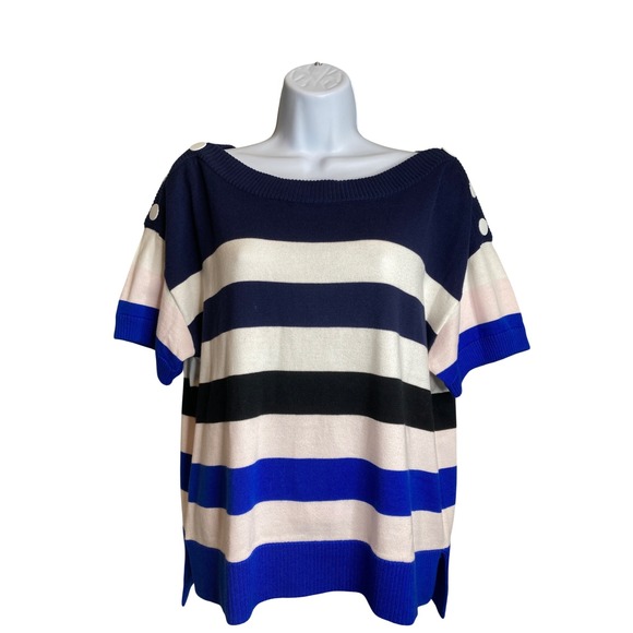 Cabi Women's Sailor Stripe Pullover Sweater Size M Preppy Nantucket Coastal - Picture 1 of 10